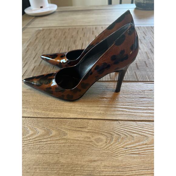 Stuart Weitzman Black Cheetah patten leather pumps - Picture 4 of 6